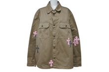 画像をギャラリービューアに読み込む, 極美品 CHROMEHEARTS クロムハーツ Work Dog ワークドッグシャツジャケット クロスボタン ベージュ ピンク サイズXL 中古 4b001605