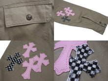 画像をギャラリービューアに読み込む, 極美品 CHROMEHEARTS クロムハーツ Work Dog ワークドッグシャツジャケット クロスボタン ベージュ ピンク サイズXL 中古 4b001605