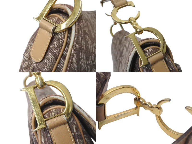 Christian Dior クリスチャンディオール ワンショルダーバッグ トロッター ダブルサドル ブラウン ガリアーノ期 美品 中古 4b001610