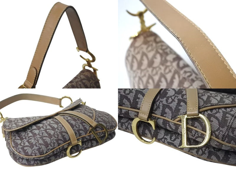 Christian Dior クリスチャンディオール ワンショルダーバッグ トロッター ダブルサドル ブラウン ガリアーノ期 美品 中古 4b001610