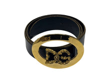 画像をギャラリービューアに読み込む, DOLCE&amp;GABBANA ドルチェアンドガッバーナ ベルト D&amp;G ロゴバックル ブラック ゴールド レザー 中古 4b001623