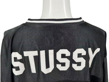画像をギャラリービューアに読み込む, STUSSY ステューシー メッシュ 半袖 ゲームシャツ サイズXL ブラック ホワイト ロゴプリント 美品 中古 4b001628