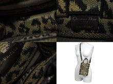 Load image into Gallery viewer, CHRISTIAN DIOR クリスチャンディオール ブックトート ミニフォンバッグ レオパード キャンバス ゴールド金具 美品 中古 4b001642