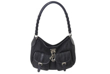Load image into Gallery viewer, CHRISTIAN DIOR クリスチャンディオール トロッターライン ハンドバッグ ショルダーバッグ チャーム ブラック シルバー 良品 中古 4b001651