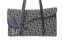 画像をギャラリービューアに読み込む, Christian Dior クリスチャンディオール ワンショルダーバッグ トロッター柄 レザー ブラック コットンキャンバス 美品 中古 4b001654