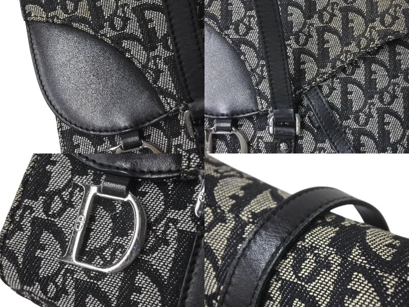 Christian Dior クリスチャンディオール ワンショルダーバッグ トロッター柄 レザー ブラック コットンキャンバス 美品 中古 4b001654