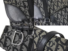 画像をギャラリービューアに読み込む, Christian Dior クリスチャンディオール ワンショルダーバッグ トロッター柄 レザー ブラック コットンキャンバス 美品 中古 4b001654