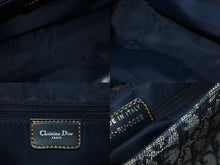 画像をギャラリービューアに読み込む, Christian Dior クリスチャンディオール ショルダーバッグ トロッター柄 レザー ネイビー コットンキャンバス 美品 中古 4b001656