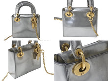 画像をギャラリービューアに読み込む, Christian Dior クリスチャンディオール レディディオール ミニ サッチェルバッグ ハンドバッグ 02-MA-0118 グレーズカーフ 2WAY 美品 中古 4b001670
