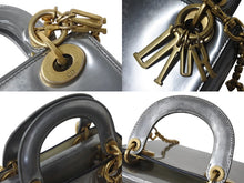 画像をギャラリービューアに読み込む, Christian Dior クリスチャンディオール レディディオール ミニ サッチェルバッグ ハンドバッグ 02-MA-0118 グレーズカーフ 2WAY 美品 中古 4b001670