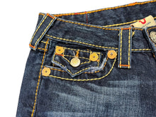 Load image into Gallery viewer, TRUE RELIGION トゥルーレリジョン RAINBOW JOEY レインボーステッチ フレアデニムパンツ 009-024984 インディゴ サイズ27 美品 中古 4b001680