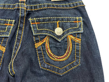 Load image into Gallery viewer, TRUE RELIGION トゥルーレリジョン RAINBOW JOEY レインボーステッチ フレアデニムパンツ 009-024984 インディゴ サイズ27 美品 中古 4b001680