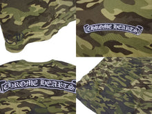 画像をギャラリービューアに読み込む, CHROME HEARTS クロムハーツ 半袖Tシャツ サイズM カモフラ柄 スクロールラベルロゴ プリント コットン カーキ 総柄 美品 中古 4b001690