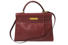 Load image into Gallery viewer, エルメス ケリー32 内縫い ルージュアッシュ ○Y刻印 カーフスキン ゴールド金具 ハンドバッグ 2WAY 美品 中古 4b001702