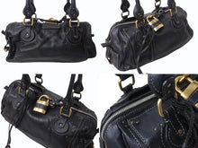 Load image into Gallery viewer, Chloe クロエ パディントンハンドバッグ レザー スタッズ ブラック パドロックカデナ ゴールド金具 美品 中古 4b001723