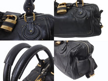 Load image into Gallery viewer, Chloe クロエ パディントンハンドバッグ レザー スタッズ ブラック パドロックカデナ ゴールド金具 美品 中古 4b001723