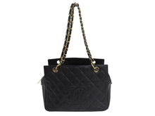 Load image into Gallery viewer, CHANEL シャネル ココマーク チェーン ハンドバッグ 7番台 ブラック キャビアスキン ワンショルダー ロゴ 鞄 ゴールド金具 美品 中古 4b001729