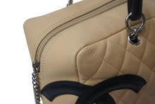 Load image into Gallery viewer, 極美品 CHANEL シャネル ポーチ ハンドバッグ カンボンライン ココマーク 9番台 ラムスキン ベージュ ブラック 中古 4b001735