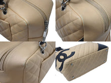 Load image into Gallery viewer, 極美品 CHANEL シャネル ポーチ ハンドバッグ カンボンライン ココマーク 9番台 ラムスキン ベージュ ブラック 中古 4b001735