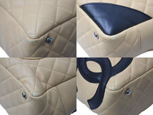 Load image into Gallery viewer, 極美品 CHANEL シャネル ポーチ ハンドバッグ カンボンライン ココマーク 9番台 ラムスキン ベージュ ブラック 中古 4b001735