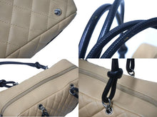 Load image into Gallery viewer, 極美品 CHANEL シャネル ポーチ ハンドバッグ カンボンライン ココマーク 9番台 ラムスキン ベージュ ブラック 中古 4b001735