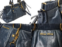 Load image into Gallery viewer, MIUMIU ミュウミュウ 2WAY ハンドバッグ ショルダーバッグ ブルー レザー ゴールド金具 イタリア製 良品 中古 4b001738