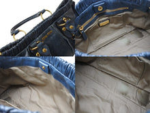 Load image into Gallery viewer, MIUMIU ミュウミュウ 2WAY ハンドバッグ ショルダーバッグ ブルー レザー ゴールド金具 イタリア製 良品 中古 4b001738