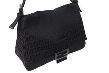 画像をギャラリービューアに読み込む, FENDI フェンディ ズッキーノ マンマバケット キャンバス ワンショルダーバッグ ブラック シルバー金具 8BR001 美品 中古 4b001745