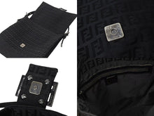 画像をギャラリービューアに読み込む, FENDI フェンディ ズッキーノ マンマバケット キャンバス ワンショルダーバッグ ブラック シルバー金具 8BR001 美品 中古 4b001745