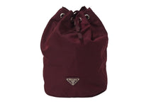 画像をギャラリービューアに読み込む, 極美品 PRADA プラダ 巾着ポーチ トライアングルロゴ バッグ 小物入れ ナイロン ワインレッド シルバー金具 中古 4b001749