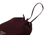 画像をギャラリービューアに読み込む, 極美品 PRADA プラダ 巾着ポーチ トライアングルロゴ バッグ 小物入れ ナイロン ワインレッド シルバー金具 中古 4b001749