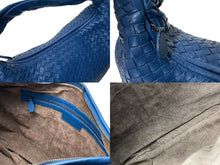Load image into Gallery viewer, BOTTEGA VENETA ボッテガヴェネタ イントレチャート ホーボー ハンドバッグ レザー ブルー ワンショルダー 美品 中古 4b001752