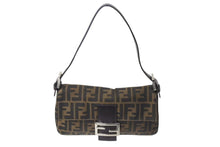 画像をギャラリービューアに読み込む, FENDI フェンディ マンマバケット ワンショルダーバッグ 26424 ズッカ柄 ブラウン キャンバス レザー シルバー金具 美品 中古 4b001754