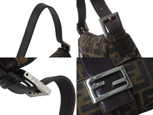 画像をギャラリービューアに読み込む, FENDI フェンディ マンマバケット ワンショルダーバッグ 26424 ズッカ柄 ブラウン キャンバス レザー シルバー金具 美品 中古 4b001754