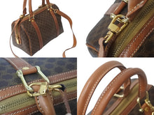 画像をギャラリービューアに読み込む, CELINE セリーヌ ミニボストン ハンドバッグ DM00/1 マカダム柄 PVCレザー ブラウン ゴールド金具 良品 中古 4b001759