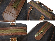 画像をギャラリービューアに読み込む, CELINE セリーヌ ミニボストン ハンドバッグ DM00/1 マカダム柄 PVCレザー ブラウン ゴールド金具 良品 中古 4b001759