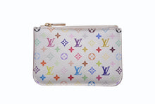 画像をギャラリービューアに読み込む, LOUIS VUITTON ルイヴィトン ポシェットクレ コインケース 村上隆 モノグラムマルチカラー ホワイト M93734 良品 中古 4b001760