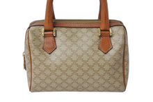 画像をギャラリービューアに読み込む, CELINE セリーヌ ハンドバッグ マイクロミニ ボストンバック M11 マカダム柄 ベージュ ブラウン ゴールド金具 PVC レザー 美品 中古 4b001767