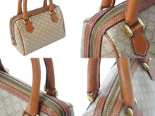 画像をギャラリービューアに読み込む, CELINE セリーヌ ハンドバッグ マイクロミニ ボストンバック M11 マカダム柄 ベージュ ブラウン ゴールド金具 PVC レザー 美品 中古 4b001767