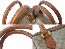 画像をギャラリービューアに読み込む, CELINE セリーヌ ハンドバッグ マイクロミニ ボストンバック M11 マカダム柄 ベージュ ブラウン ゴールド金具 PVC レザー 美品 中古 4b001767