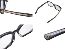 画像をギャラリービューアに読み込む, CHROME HEARTS クロムハーツ FOTI H.T.2 フォティ メガネ 18KGP プラスチック ブラック ゴールド サイズ54◻︎20 美品 中古 4b001785