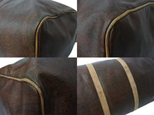 画像をギャラリービューアに読み込む, ETRO エトロ ボストンバッグ ショルダーバッグ 2WAY 1008490 ペイズリー柄 総柄 ブラウン レザー ゴールド金具 美品 中古 4b001801