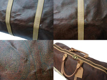 画像をギャラリービューアに読み込む, ETRO エトロ ボストンバッグ ショルダーバッグ 2WAY 1008490 ペイズリー柄 総柄 ブラウン レザー ゴールド金具 美品 中古 4b001801