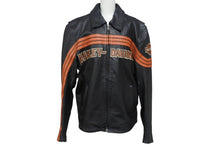 画像をギャラリービューアに読み込む, HARLEY-DAVIDSON ハーレーダビットソン ライダースジャケット レザージャケット ブラック ブラウン レザー M メンズ 美品 中古 4b001829