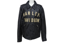 画像をギャラリービューアに読み込む, HARLEY-DAVIDSON ハーレーダビットソン ライダースジャケット レザージャケット ブラック レザー L メンズ 美品 中古 4b001835