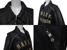 画像をギャラリービューアに読み込む, HARLEY-DAVIDSON ハーレーダビットソン ライダースジャケット レザージャケット ブラック レザー L メンズ 美品 中古 4b001835