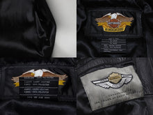 画像をギャラリービューアに読み込む, HARLEY-DAVIDSON ハーレーダビットソン ライダースジャケット レザージャケット ブラック レザー L メンズ 美品 中古 4b001835