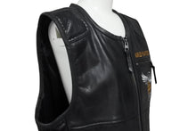 画像をギャラリービューアに読み込む, HARLEY DAVIDSON ハーレーダビッドソン 115周年記念品 レザーベスト 98001-18ac カウレザー 刺繍 ブラック サイズ L 美品 中古 4b001838