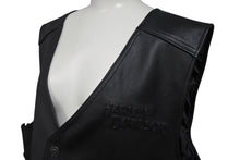 画像をギャラリービューアに読み込む, 新品未使用品 HARLEY-DAVIDSON ハーレーダビッドソン TRADITION Ⅱ LEATHER VEST レザー ベスト ブラック 黒 バイク 中古 4b001843