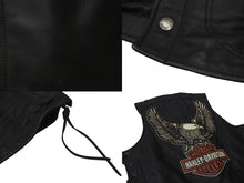 画像をギャラリービューアに読み込む, Harley Davidson ハーレーダビッドソン レザー ベスト 本革 vintage ドローコード RN103819CA03402 サイズ M ブラック 美品 中古 4b001844